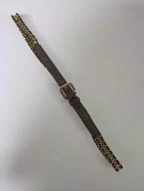 EXPRESS Brown Leather Belt with Gold Chain Detail SIZE S
